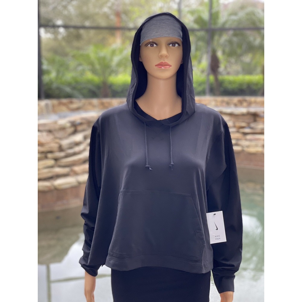 Nike Luxe Yoga Cropped Hoodie Women's 1X Black Plus-Size Modal Blend – NWT
